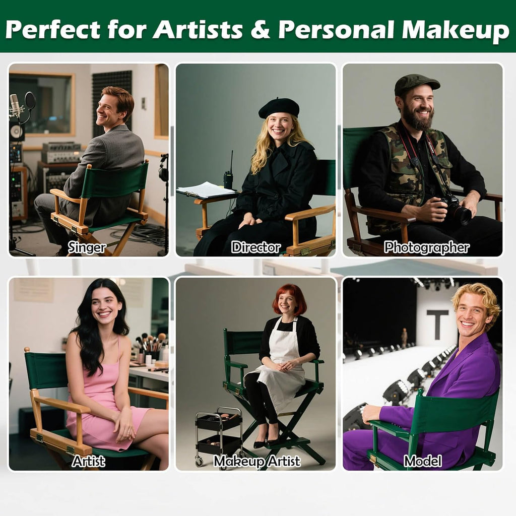 STAY GENT Director's Chair Canvas Replacement Kit 21"L x 8"W - 21"L x 16.5"W Replacement Canvas Durable Cotton Canvas Seat & Back Covers for Home,Model Artist,Makeup,Show Dressing Room, 1 Set Green