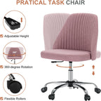DUMOS Office Chair, Comfy Desk Chair Rolling Vanity Swivel Task Chairs with Wheels, Wide Seating Armless Height Adjustable Computer Chairs for Home,Bedroom,Student,Adults, Blush