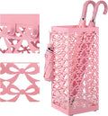 Hicarer Pink Bow Umbrella Holder for Entryway Umbrella Stand with Removable Drip Tray & 4 Hooks Cute Coquette Square Freestanding Walking Sticks Storage Bin for Home Hallway, 16 x 6.3 x 6.3 Inch