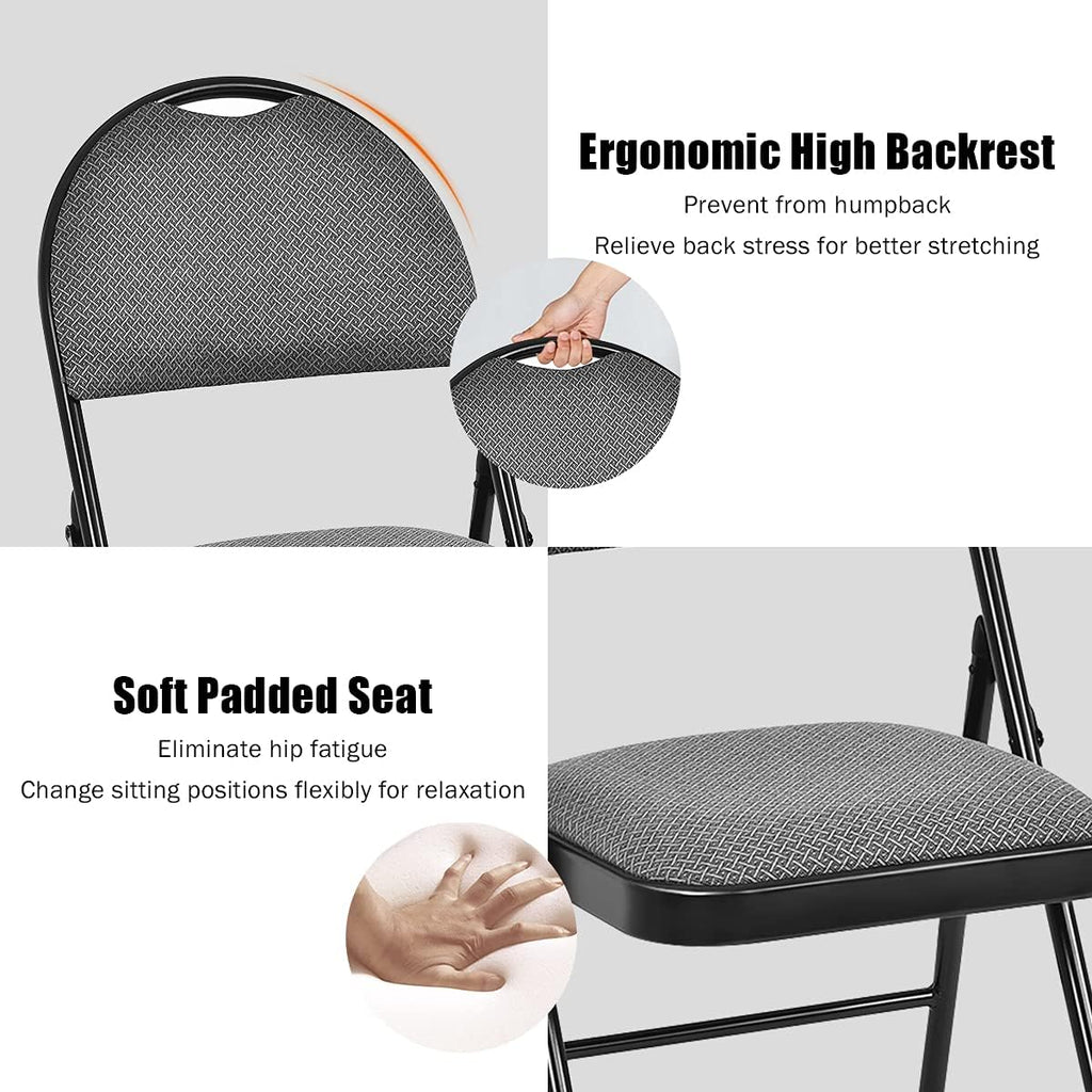 COSTWAY Padded Folding Chairs 2 Pack, Portable Steel Frame Dining Chairs with Cushion & Carry Design Back, Foldable Guest Chairs for Indoor & Outdoor Events Office Reception Wedding Party
