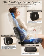 Dowinx Big and Tall Gaming Chair with Footrest, Black | Breathable woven fabric with lumbar support and extra-wide seat back; big-and-tall frame fits larger, heavier users.