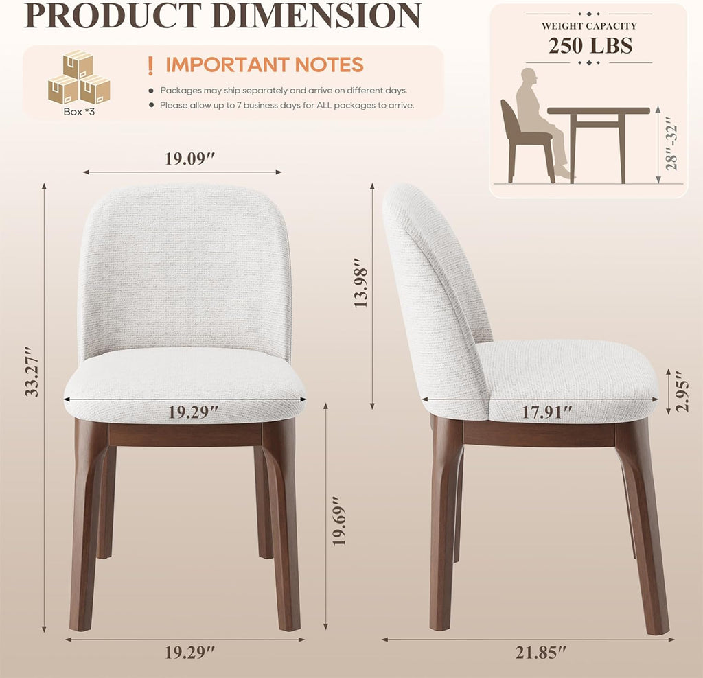 MALOL Wooden Dining Chairs Set of 6, Upholstered Kitchen & Dining Room Chairs with Thickened Wooden Legs, Farmhouse Side Chairs, Beige