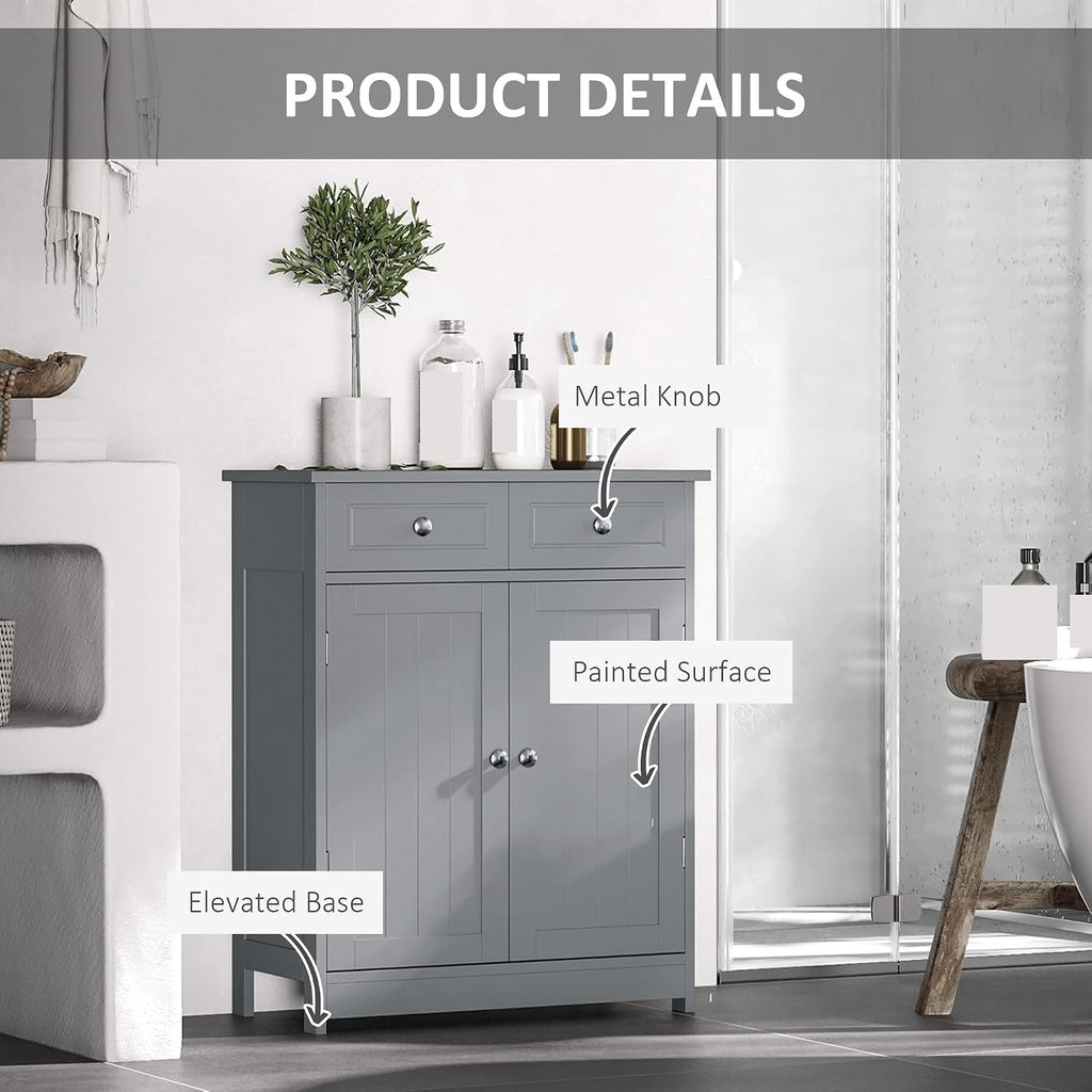 Floor Cabinet with 2 Doors, 2 Drawers and Adjustable Shelf, Freestanding Storage Cabinet for Bathroom,for Kitchen Home