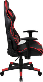 Flash Furniture X20 Fully Reclining LeatherSoft Racing Style Gaming Chair with and Lumbar Pillows, Ergonomic Padded Swivel Computer Chair, Red/Black