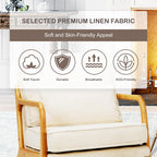 MALOL Accent Chair Set of 2 with Solid Wood Frame, Mid-Century Relaxing Armchair Lumbar Pillow& Soft Cushion, Reading Leisure Chair for Living Room, Bedroom, Waiting Room-Beige