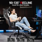 Gaming Chair with Footrest, Video Game Chair with Massage, PU Leather Computer Chair, Lumbar Support for Men Women, Home Office, Height Adjustable, Ergonomic High Back, White