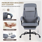 Linen Fabric Gaming Chair with Footrest, Ergonomic Computer Chair with Headrest and Lumbar Support, Height Adjustable 360° Swivel Reclining Chair with Backrest 90° -120° -155° (Grey)