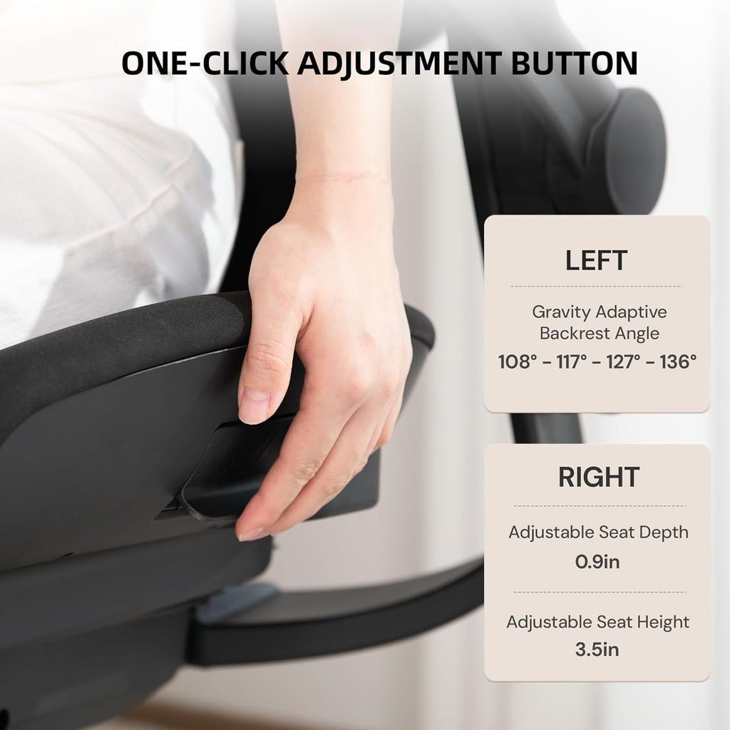 CabLady S2 Petite Office Chair for Women & Small Frames - 330lb Capacity, 4D Adjustable Lumbar/Headrest, Flip-Up Arms & Footrest, Ergonomic Desk Chair