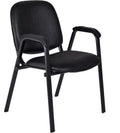 Romig Ace Vinyl Guest Stacking Chair with Arms, Durable and Comfortable Upholstery, Sturdy Steel Frame, Stackable Design for Office, Reception, and Conference Areas - Midnight Black