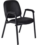 Romig Ace Vinyl Guest Stacking Chair with Arms, Durable and Comfortable Upholstery, Sturdy Steel Frame, Stackable Design for Office, Reception, and Conference Areas - Midnight Black