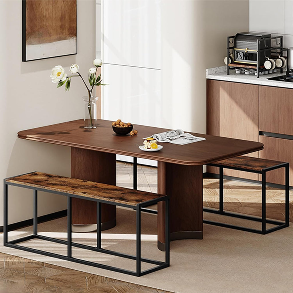 HOOBRO Dining Bench, 47.2 Inch Dining Table Bench, Industrial Style Kitchen Bench, Steel Frame, Easy to Assemble, for Kitchen, Dining Room, Rustic Brown and Black BF12CD01