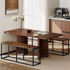 HOOBRO Dining Bench, 47.2 Inch Dining Table Bench, Industrial Style Kitchen Bench, Steel Frame, Easy to Assemble, for Kitchen, Dining Room, Rustic Brown and Black BF12CD01