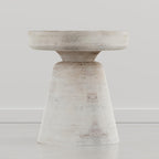 SIMPLIHOME Robbie Accent Table - 16 inch Wide Solid Mango Wood End Table in Distressed Aged White, Boho Contemporary Rustic Side Table for Living Room or Bedroom with Multipurpose Function, Assembled