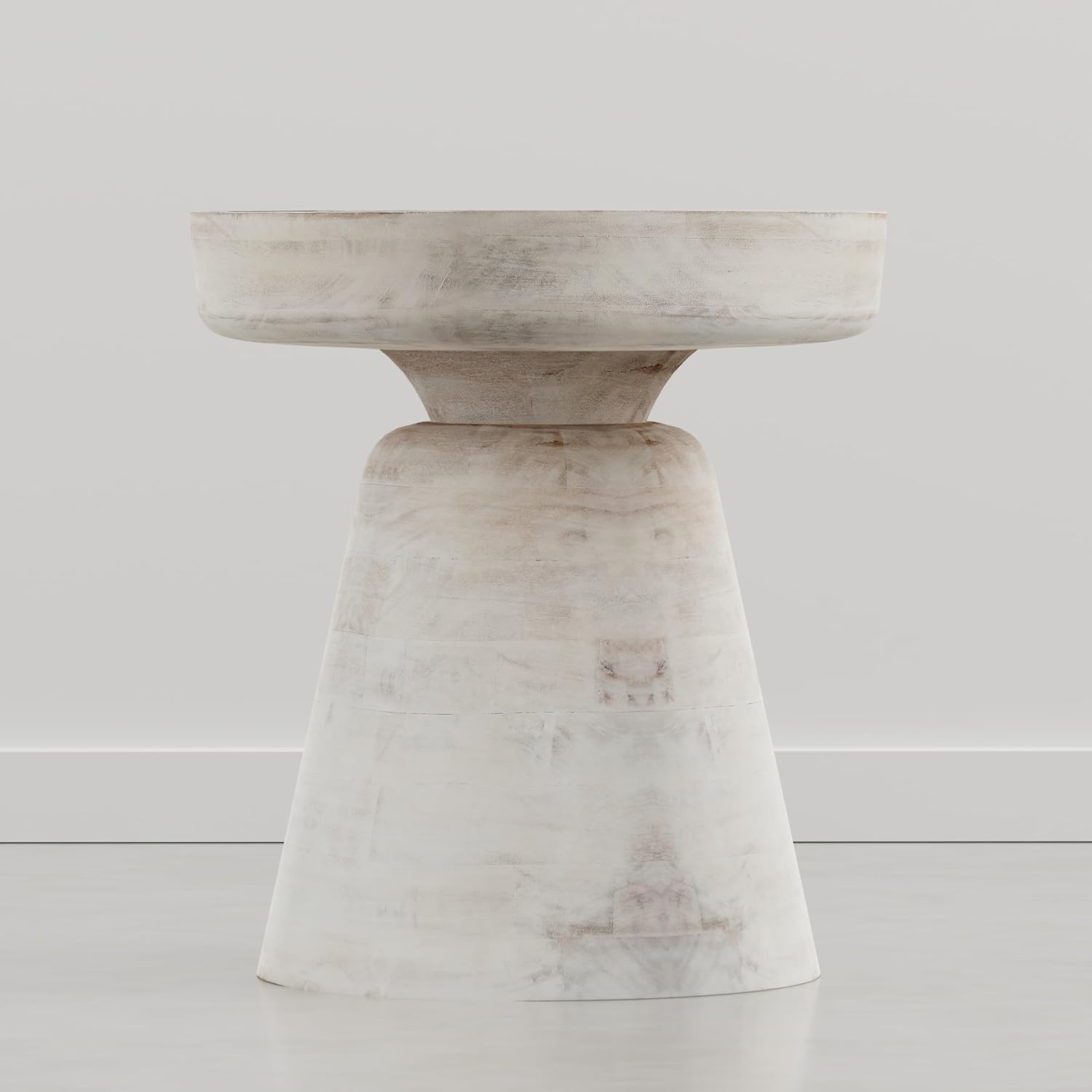 SIMPLIHOME Robbie Accent Table - 16 inch Wide Solid Mango Wood End Table in Distressed Aged White, Boho Contemporary Rustic Side Table for Living Room or Bedroom with Multipurpose Function, Assembled