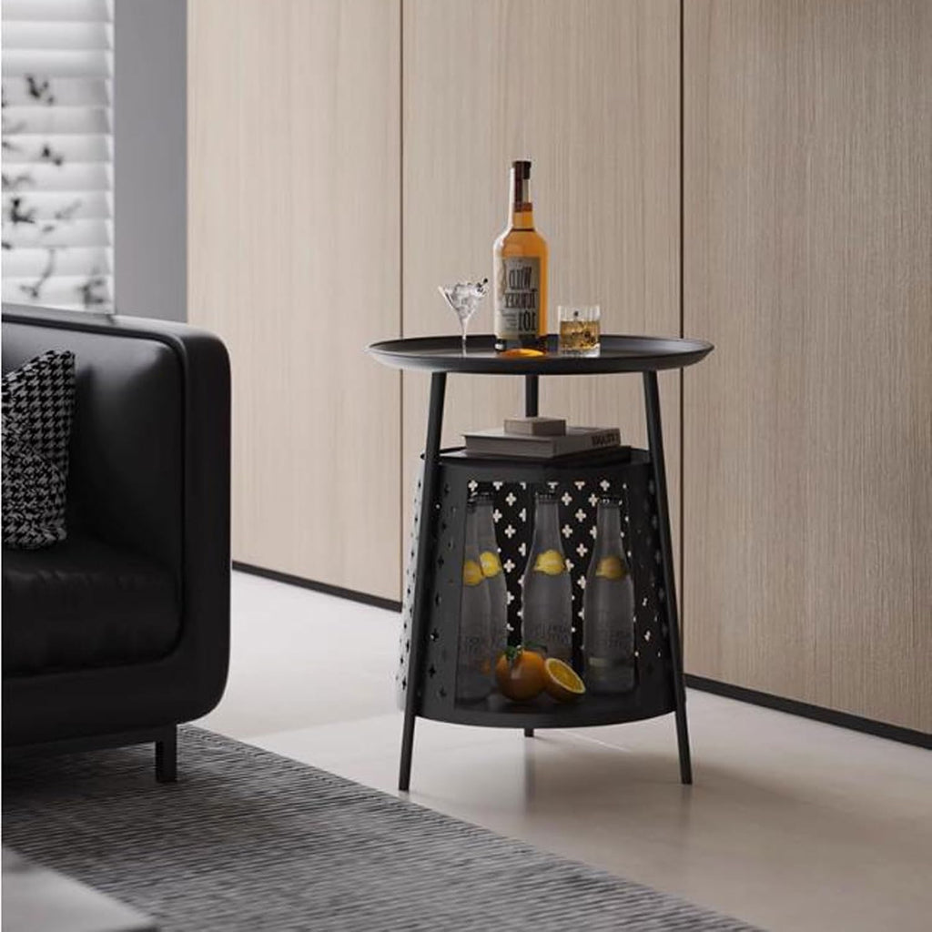 Sofa Side Round Side Table End with Cat House, Condo, Indoor Furniture Kitten, Small Coffee Nightstand with Storage, Living Room Sofa Bedside with Bed(White)