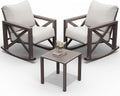 UDPATIO Rocking Chair Outdoor Set 2 with Coffee Table, 3 Piece Metal Rocking Bistro Set with 6.5" Water-Resistant Cushions, Oversized, 350lbs Heavy-Duty, for Porch, Patio, Balcony, Beige