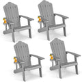 ORALNER Outdoor Adirondack Chair with Cup Holder, Plastic Resin Outdoor Deck Chair, 380 LBS Capacity, for Patio, Backyard, Porch, Balcony, Poolside, Garden, Lawn, Firepit (4, Gray)