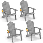 ORALNER Outdoor Adirondack Chair with Cup Holder, Plastic Resin Outdoor Deck Chair, 380 LBS Capacity, for Patio, Backyard, Porch, Balcony, Poolside, Garden, Lawn, Firepit (4, Gray)