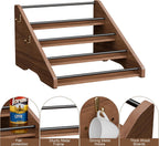 Coffee Syrup Organizer, 4-Tier Solid Wood Syrup Rack, Wine Rack, Storage Organizer for 16 Syrup Bottles/Spice Jars/Liquor Bottles, Sturdy Storage Stand for Coffee Bar