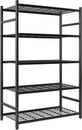 36.4" W Storage Shelves, 5-Tier Metal Shelving Unit with Adjustable Feet, Shelf Organizer for Garage, Kitchen, Pantry and Closet Organization, 36.4" x 11.8" x 68.3", Black
