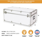 Rhino Trunk & Case Small Essential Trunk With Wheels, Tray, & Lid Organizer - 30"x17"x13", 1000+ lbs Capacity. Strong, USA Made Summer Camp Footlocker, and Secure College Dorm Storage Chest