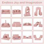 INFANS Modular Kids Play Couch, 8 PCS Toddler Creative Sectional Fort Building Sofa for Playroom, Bedroom, Children Convertible Versatile Soft Foam Furniture Playset Crawling Floor Cushion