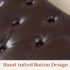 Zihanhome Ottoman with Storage，Storage Ottoman Bench, Faux Leather Storage Bench for Bedroom with Safety Hinge，Bedroom Benches with Seating for Living Room, Entryway (Dark Brown-PU)