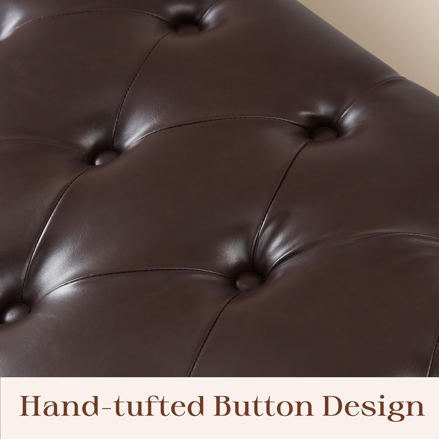 Zihanhome Ottoman with Storage，Storage Ottoman Bench, Faux Leather Storage Bench for Bedroom with Safety Hinge，Bedroom Benches with Seating for Living Room, Entryway (Dark Brown-PU)