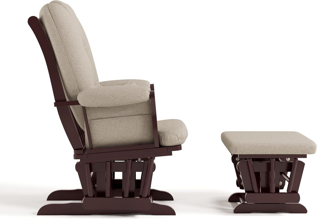 Storkcraft Tuscany Glider & Ottoman and Lumbar Pillow, Espresso/Taupe Swirl | GREENGUARD Gold Certified, Bonus Lumbar Cushion Included, Solid Wood Base, Smooth Motion, Award-Winning Nursery Rocking Chair
