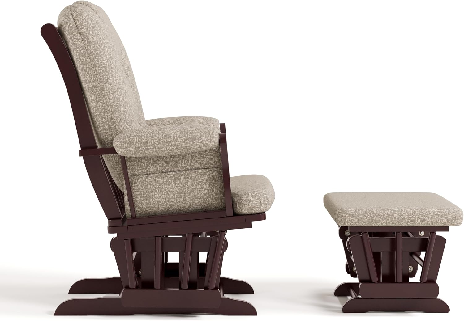 Storkcraft Tuscany Glider & Ottoman and Lumbar Pillow, Espresso/Taupe Swirl | GREENGUARD Gold Certified, Bonus Lumbar Cushion Included, Solid Wood Base, Smooth Motion, Award-Winning Nursery Rocking Chair