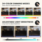 LVSOMT 63" High-Gloss Sideboard Buffet Cabinet with Storage, Large Coffee bar Cabinet with RGB Lights and Power Outlet, Modern Console with 4 Doors for Kitchen and Living Room, Black