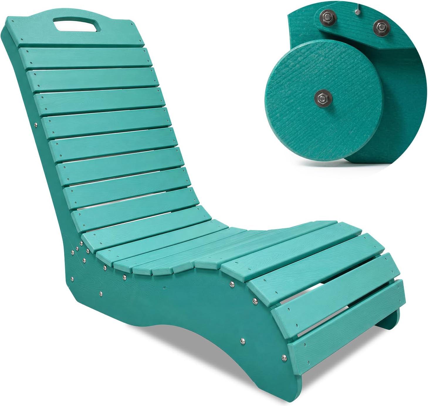 Pool Lounge Chair, S Shape HDPE in-Pool Chaise with Wheels, Patio Outdoor Lounge Chair for Pool Deck, Garden, Backyard & Beach