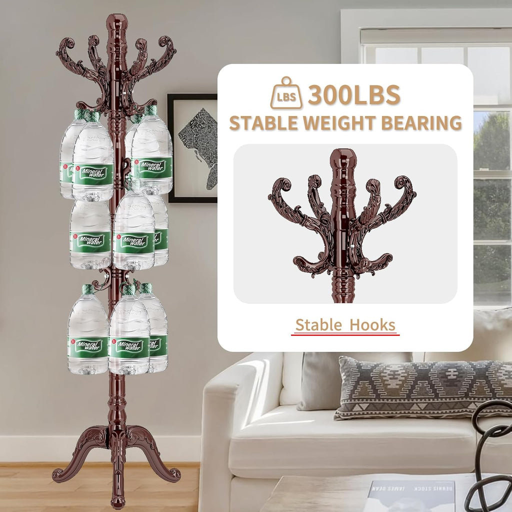 ZOZOE Wooden Classic Coat Rack Stand, Solid Wood Coat Rack Freestanding with 14 Hooks, Vintage Coat Racks with Sturdy Triangle Base, Natural Birch Wood Coat Tree Stand for Entryway Hallway