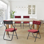 HOMEFUN Padded Folding Chairs 4 Pack - Foldable Dining Chair with Cushion, Portable and Assembled Extra Seat for Guests Kitchen Office Wedding Party Wine Red