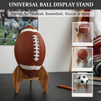 Walnut Wood Basketball Holder - Elegant Desktop Sports Ball Display Stand for Autographed Memorabilia, Drill-Free Tabletop Decor & Unique Gift for Men