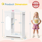Kids Armoire with Jewelry Cabinet, Kids Dress Up Storage wth Shelves, Girls Wardrode Costume Organizer with Mirror, Children Closet with Armoire (White)