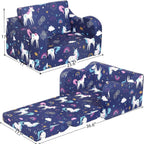 MOMCAYWEX Kids Sofa, 2-in-1 Flip-Out Foam Couch, Foldable Soft Play Lounge Chair, Light Purple