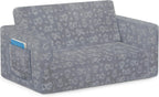 Delta Children - Serta Perfect Sleeper Kids 2-Seater Sofa, Convertible 2-in-1 Flip Open Toddler Couch Sleeper, Foam Chair for Playroom & Bedroom, Bed Lounger, Comfy Play Sleeping Lounge Chair, Grey