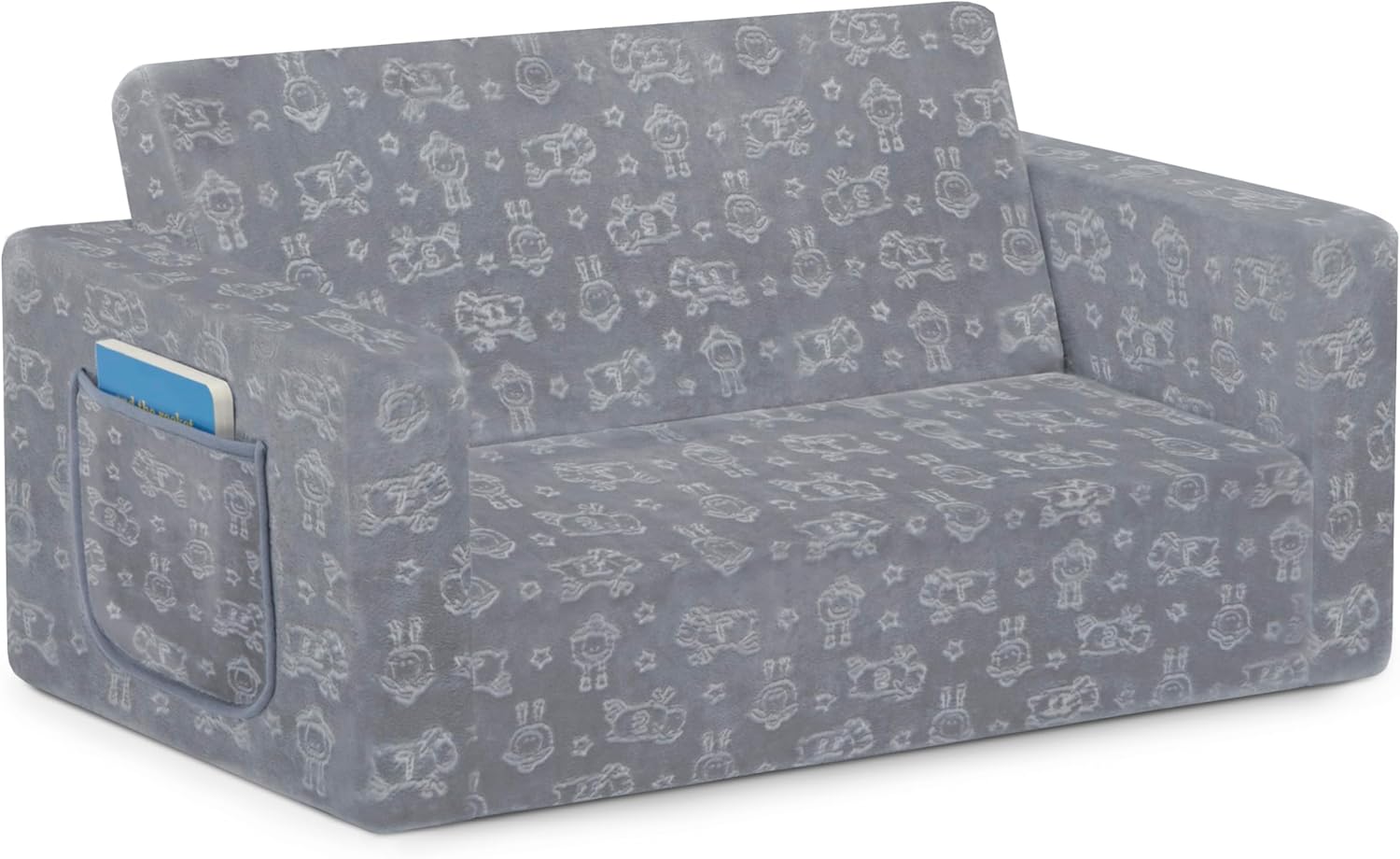 Delta Children - Serta Perfect Sleeper Kids 2-Seater Sofa, Convertible 2-in-1 Flip Open Toddler Couch Sleeper, Foam Chair for Playroom & Bedroom, Bed Lounger, Comfy Play Sleeping Lounge Chair, Grey