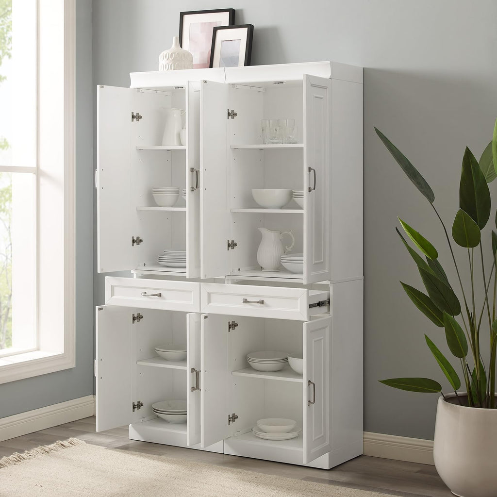 Maykoosh Pantry Cabinets - 2 Piece Kitchen Storage Organizer, White Finish