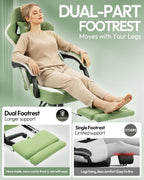 Dowinx Gaming Chair Breathable Fabric Game Chair with Gel Pad and Storage Bag, Comfortable Gamer Chair with Pocket Spring Cushion,Ergonomic Computer Chair with Footrest,Green and White