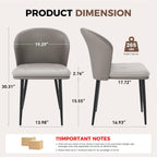 Modern Dining Chairs Set of 4, Faux Leather Upholstered Accent Chair with Metal Legs, Kitchen Side Chair with Comfortable Seat for Dining Room, Living Room, Bedroom, Light Grey