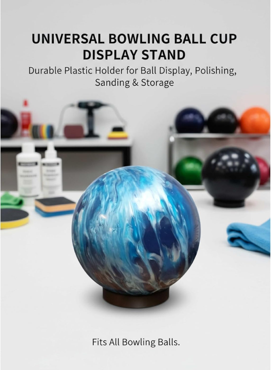 Universal Bowling Ball Cup Display Stand – Durable Plastic Holder for Ball Display, Polishing, Sanding & Storage – Fits All Bowling Balls
