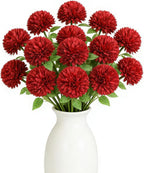 Floweroyal 12pcs Artificial Chrysanthemum Ball Flowers Silk Hydrangea Bridal Wedding Bouquet for Home Garden Party Office Coffee House Decoration