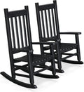 Bonnlo Kids Rocking Chair, Wooden Rocker with Classic Design, Solid Hardwood Construction, Indoor Nursery Furniture for Reading, Eating, Playing, Classroom and Bedroom (Black)
