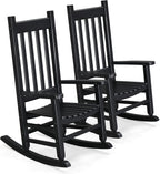 Bonnlo Kids Rocking Chair, Wooden Rocker with Classic Design, Solid Hardwood Construction, Indoor Nursery Furniture for Reading, Eating, Playing, Classroom and Bedroom (Black)