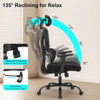 Ergonomic Office Chair, High Back Mesh Executive Desk Chair with Adjustable Height and Adjustable Armrests, Lumbar Support Swivel Task Computer Chair, 350LBS