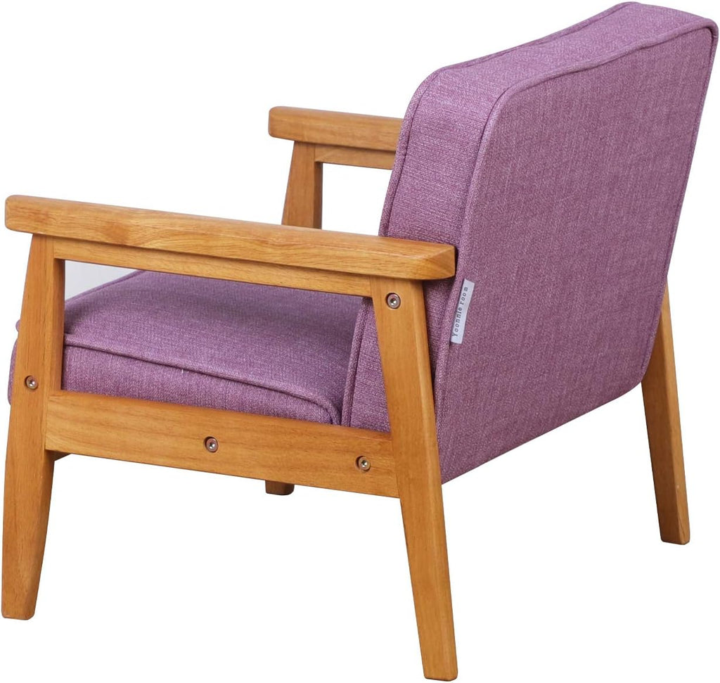 BabyLand Toddler Chair,Single Kid Sofa Chair with Solid Wood Structure and Linen Fabric for Kid Gift (Light Purple)