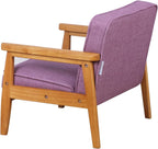 BabyLand Toddler Chair,Single Kid Sofa Chair with Solid Wood Structure and Linen Fabric for Kid Gift (Light Purple)