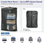 Travel Vacuum Bags with Pump, Compression Bags, Waterproof & Reusable Nylon Vacuum Travel Kit, Portable Space Saver Storage Bags with Wireless Vacuum Pump for Carry-On Backpack & Suitcase, 2-Pack